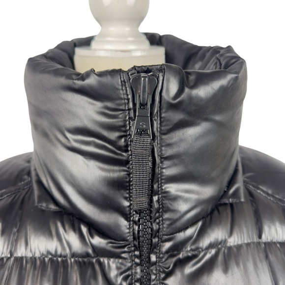 S13 NY Kylie Down Puffer Jacket Women S Black Nylon Coat Cuff Thumbholes No Hood - Picture 3 of 15